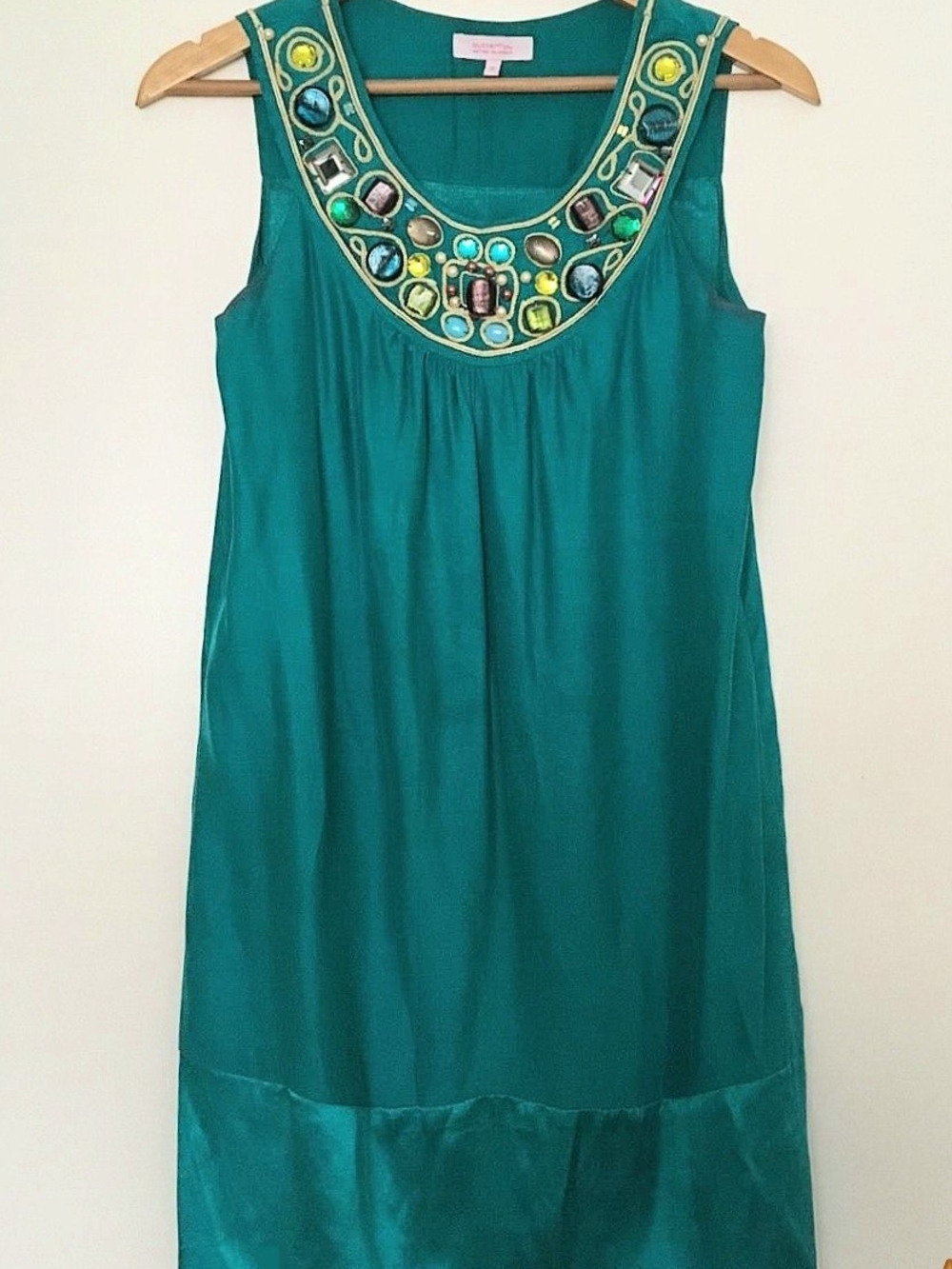 Matthew Williamson Butterfly Embellished *Teal Sleeveless Shift Dress( 10